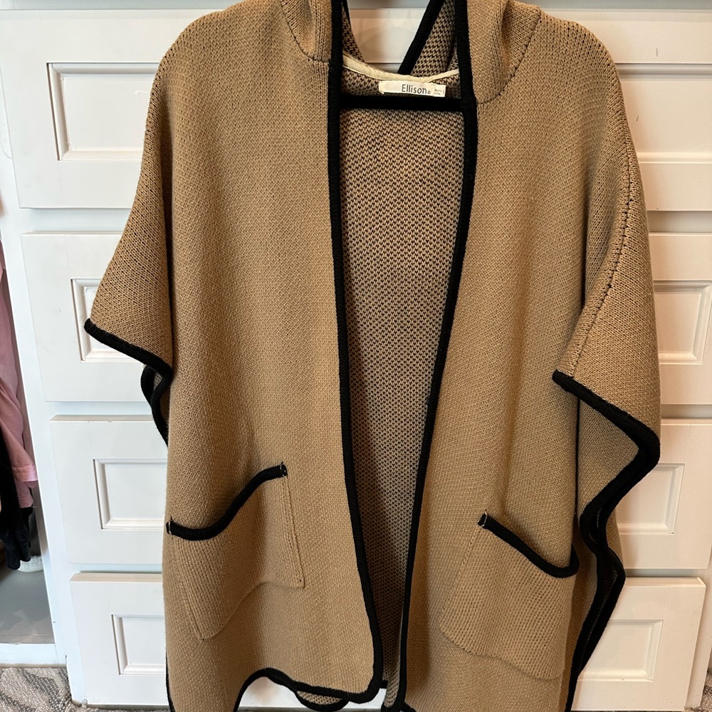 Ellison Tan Open Front Sweater